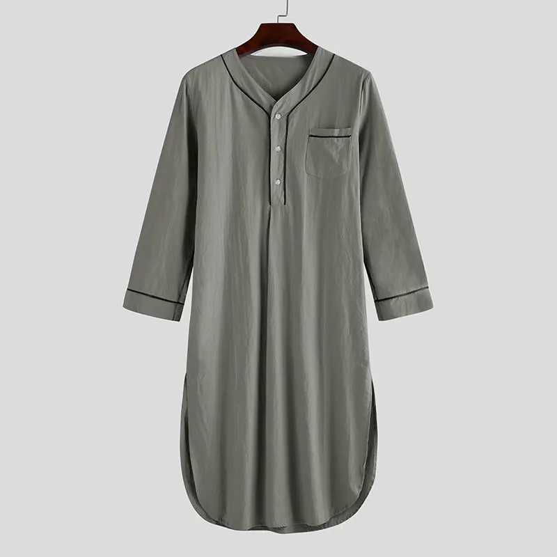2024 new mid length comfortable loose solid color pajamas European and American mens home decoration pajamas W241023
