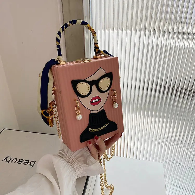 Woman Purses and Handbags Beauty Women Shoulder Bag Scraf Pearl Decorated Party Bag Funny Clutch Bag Crossbody Bag 241023