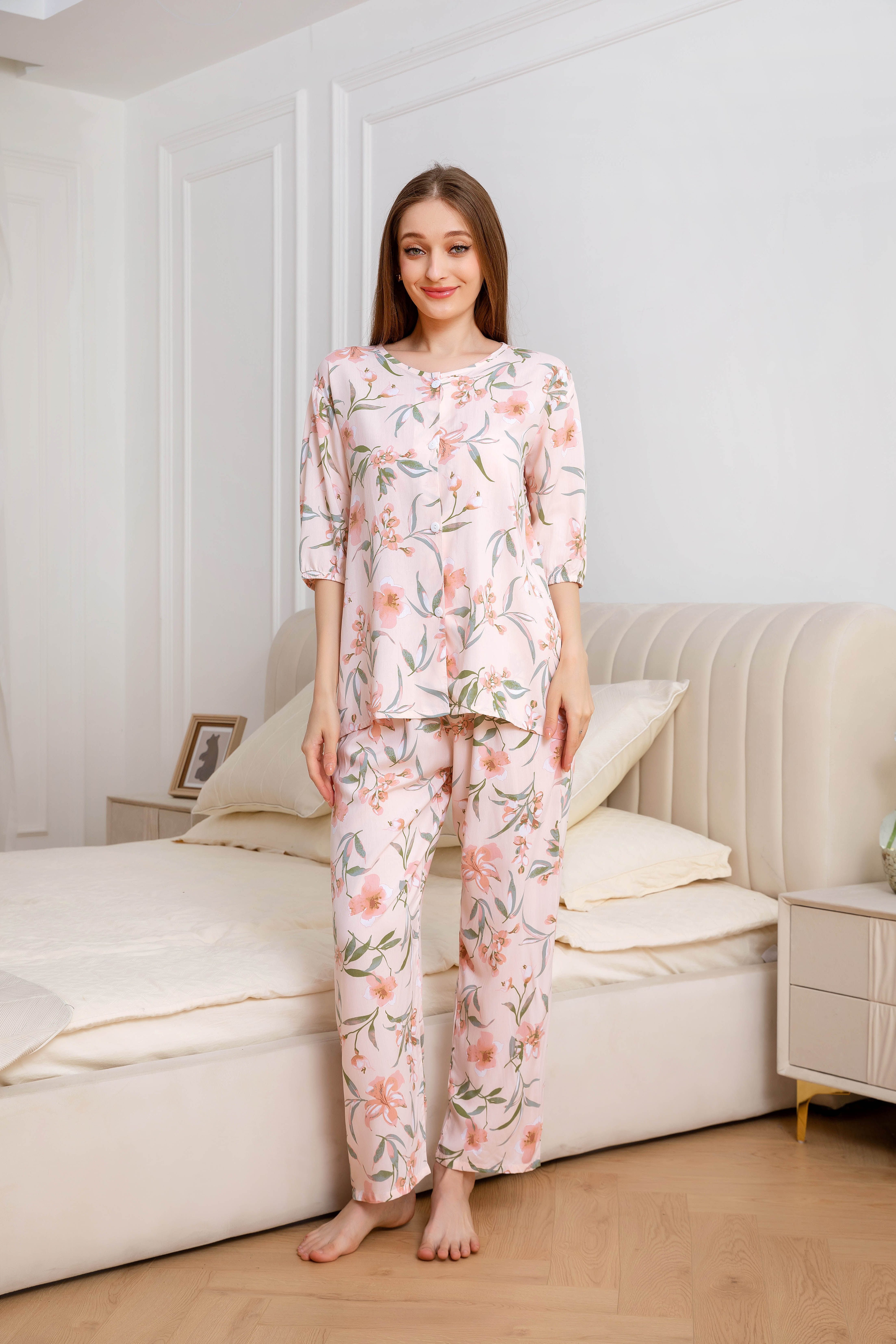 Women's home clothes pajamas foundation make-up gardenia trousers suit C201