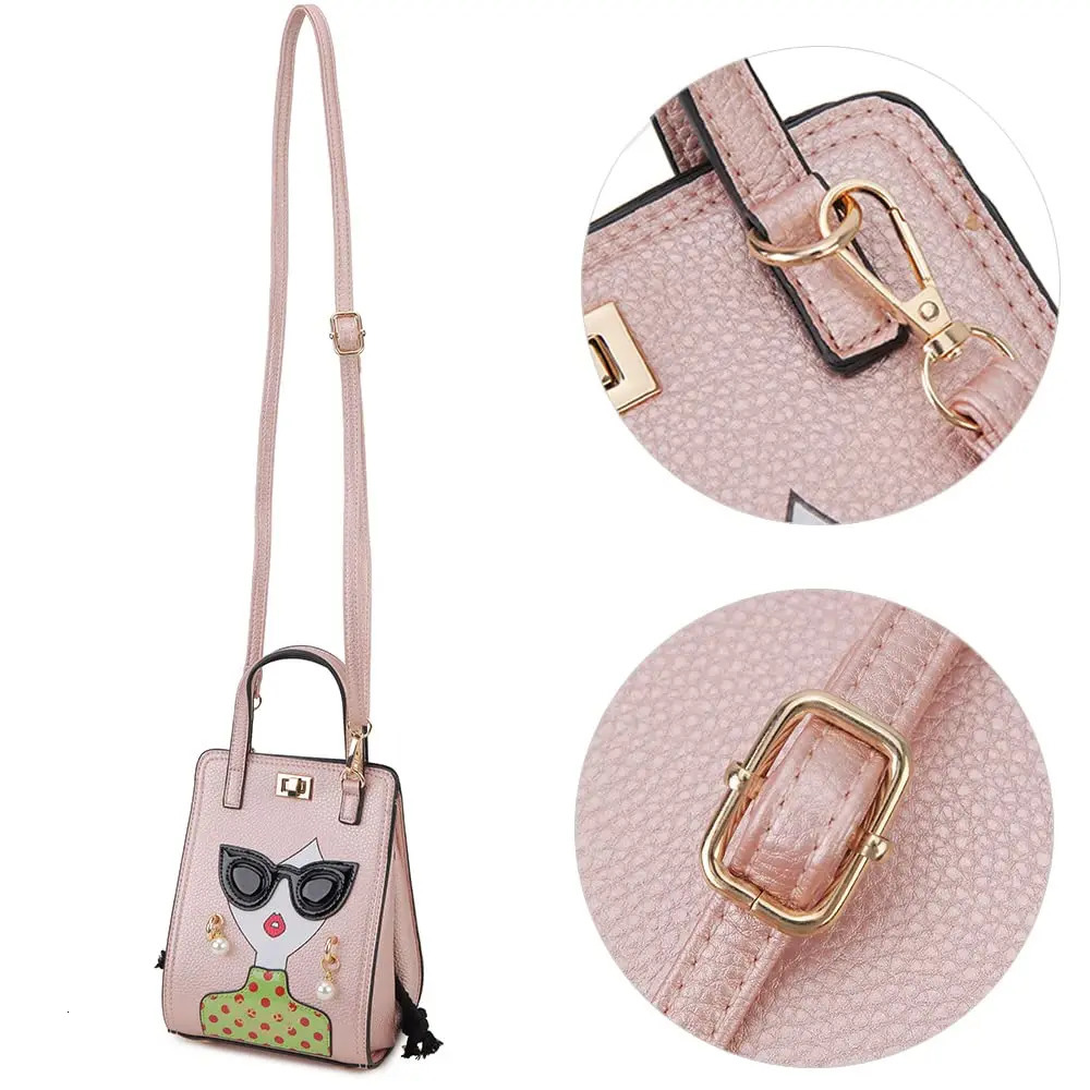 Funky Lady Face Purses and Handbags for Women Cartoon Pattern Female Shoulder Bag Top Handle Satchel Party Clutch Crossbody Bag 241023