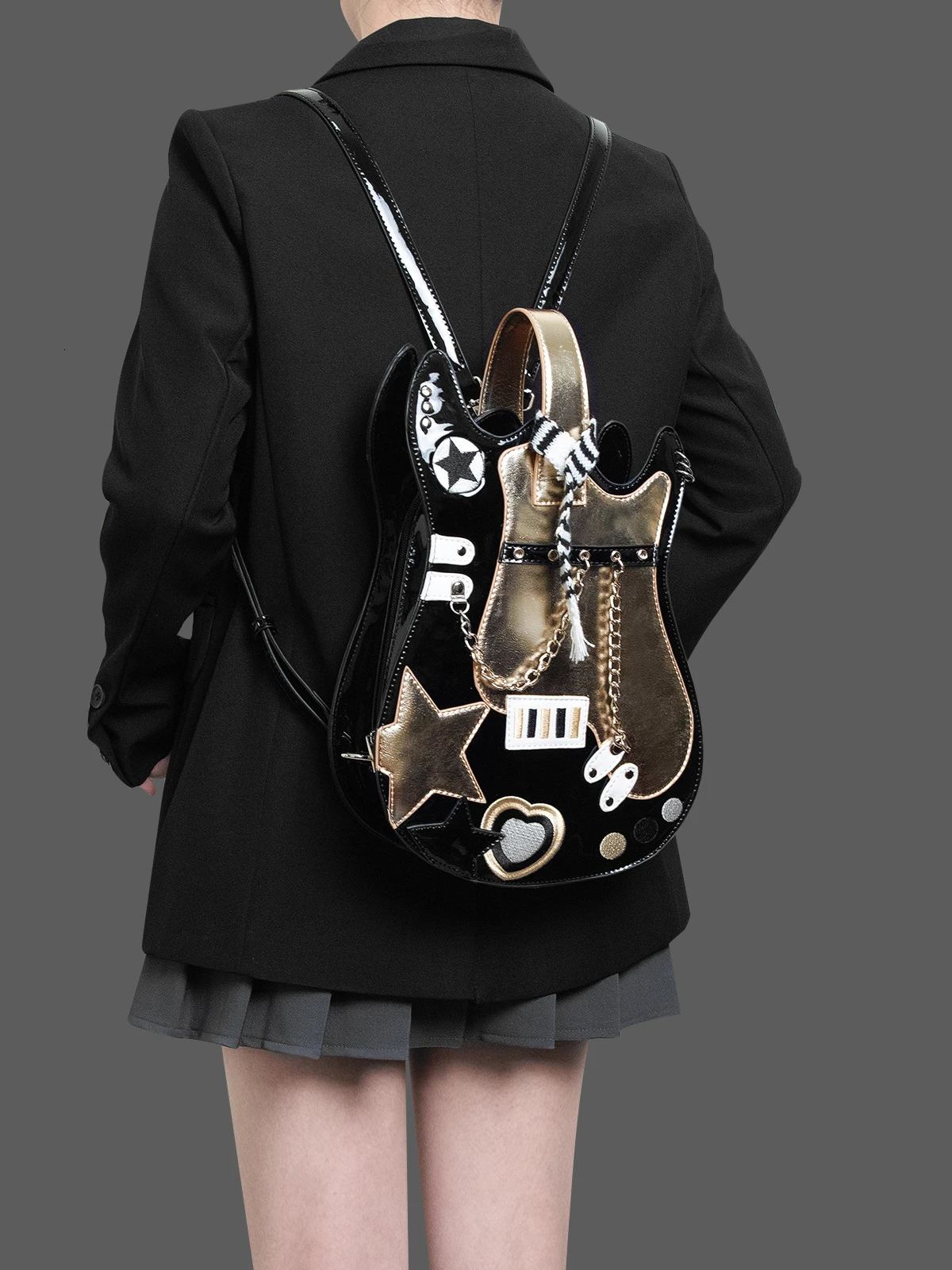 HIATUS original silver pink guitar bag creative contrasting color cute scarf shoulder cross backpack sweet love bag 241023