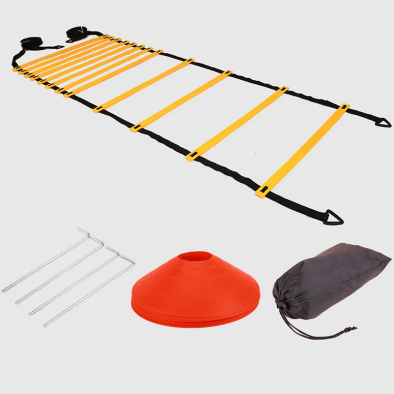 1 set of football agility training equipment 12 vibration agility ladder 10 cone 4 steel pile football speed training equipment 241022