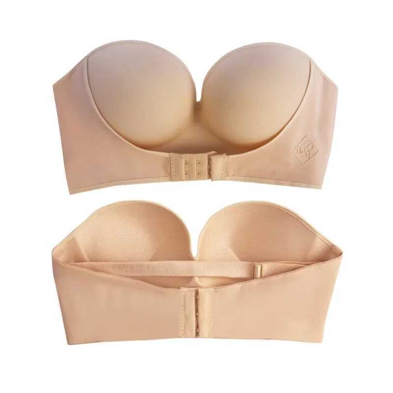 Women Sexy Strapless Push Up Bra Front Closure Bralette Invisible Bras Underwear Lingerie 1/2 Cup Seamless Brassiere ABC CupX241022