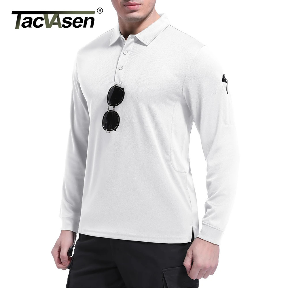 Takwasen summer long sleeved performance quick drying polo T-shirt mens office shirt golf team work shirt casual top 241023