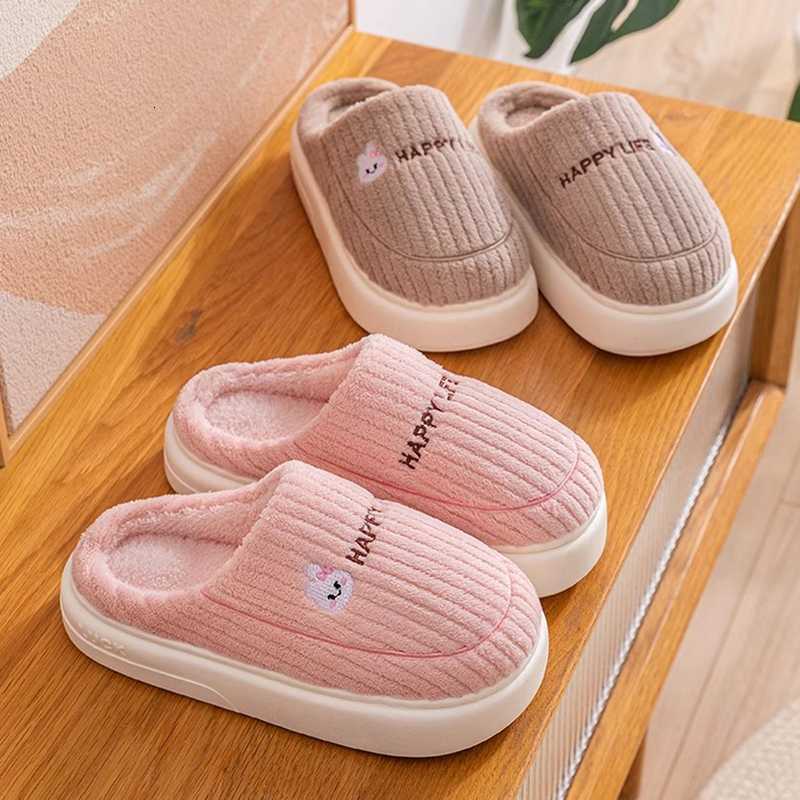 Cotton slippers for women winter home indoor autumn and winter womens home mens waterproof childrens thick soled slippers