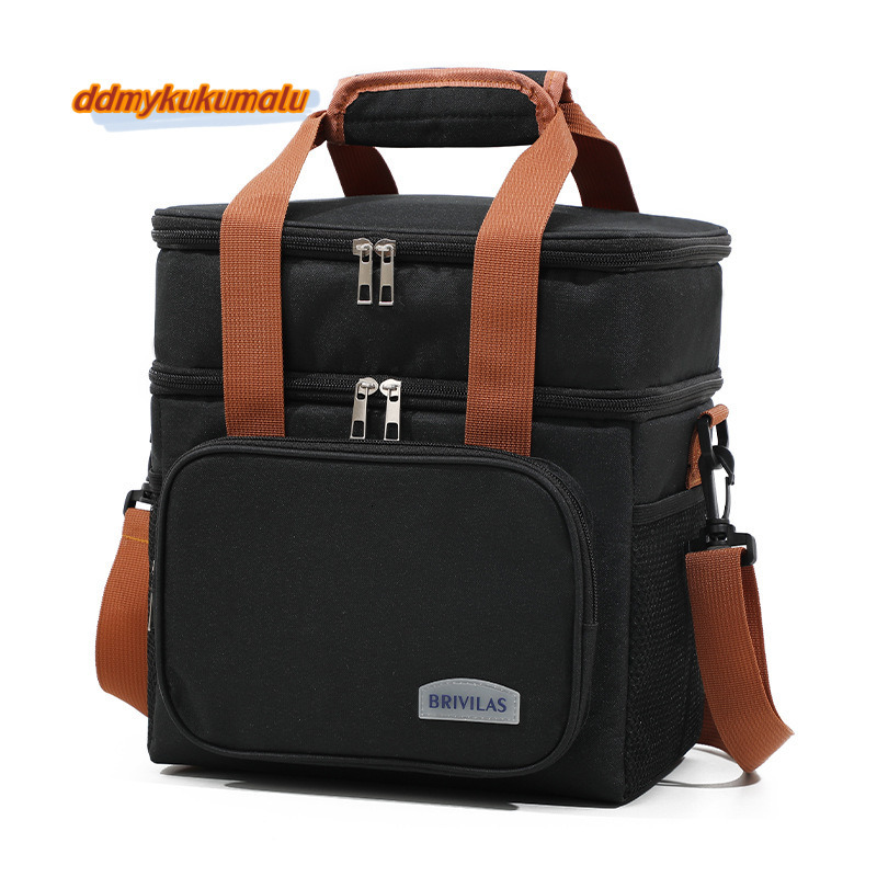New double-layer lunch large capacity ice pack, outdoor camping with food, picnic bag, crossbody insulation bag #18 kukumalu