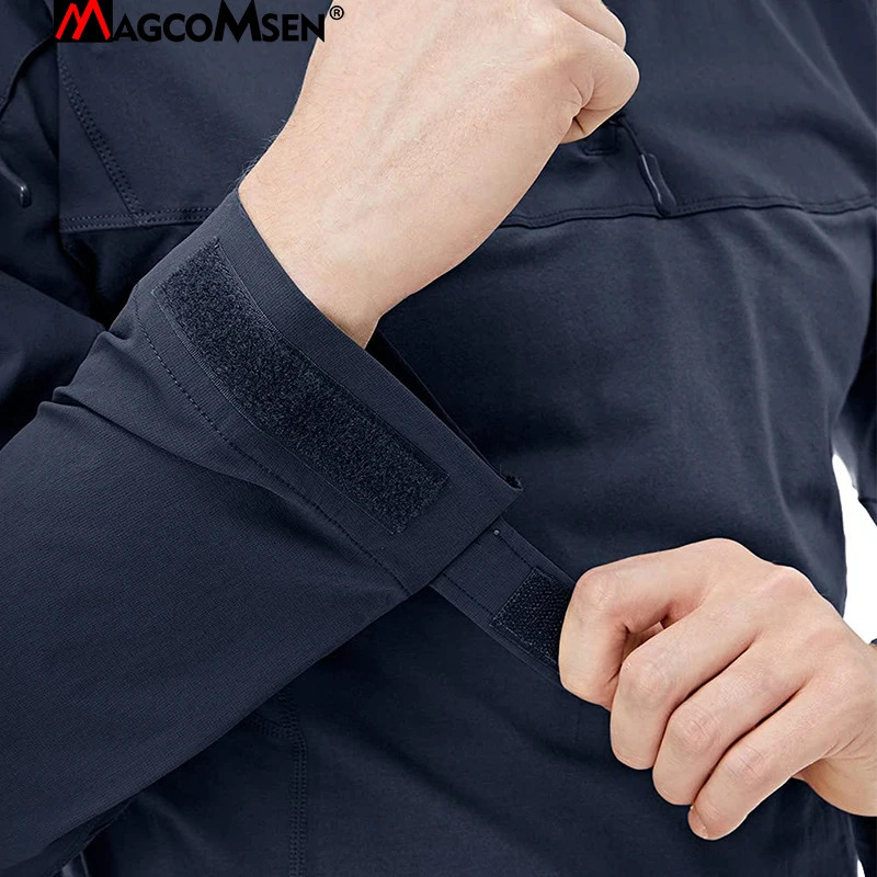 MAGCOMSEN Mens Safari T-shirt Long Sleeve Crew Work Hiking Fishing Shirt Front 1/4 Zipper 241023