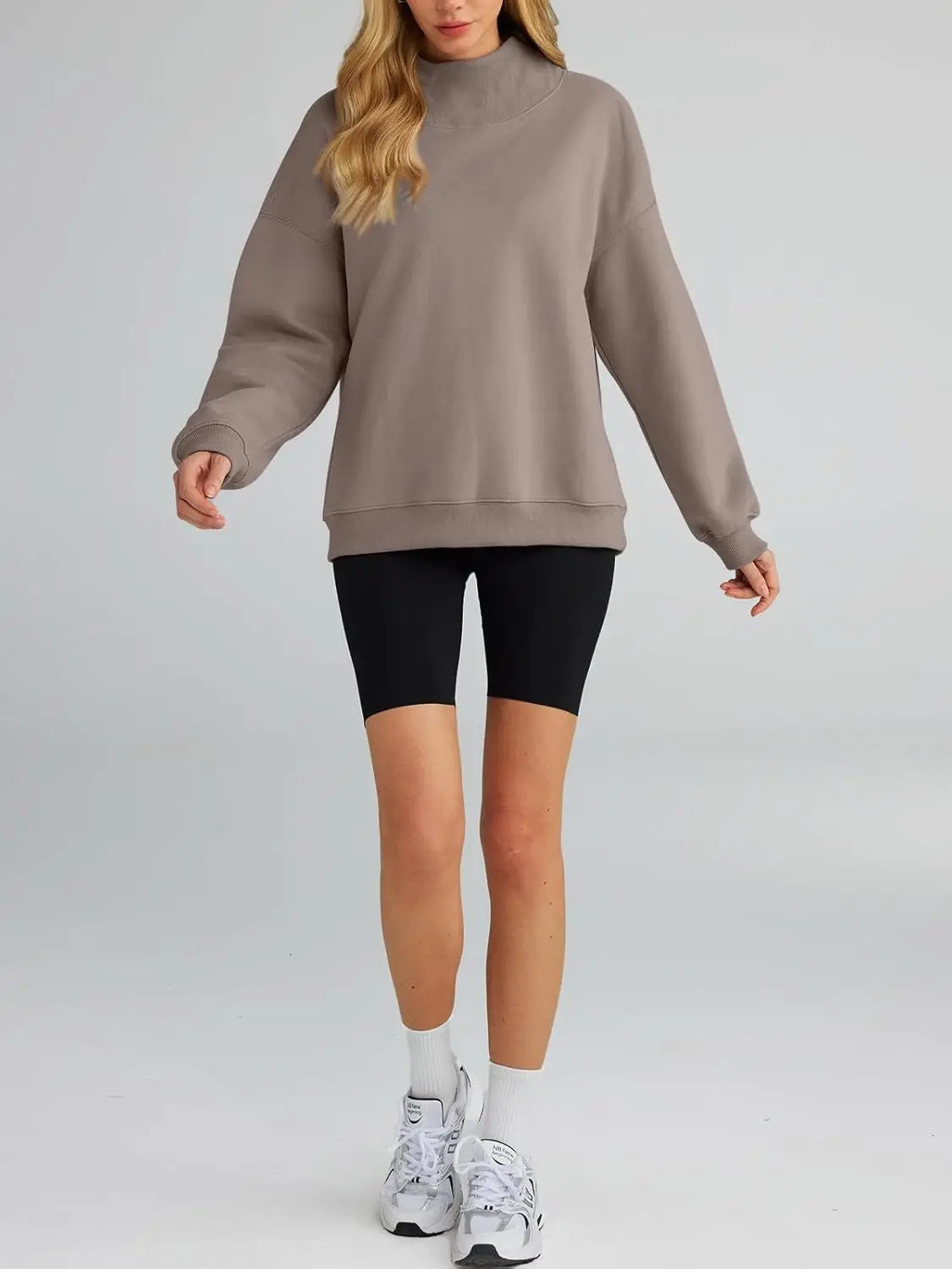 Womens oversized sportswear navy blue collar long sleeved hoodie top autumn clothing clothing 241022