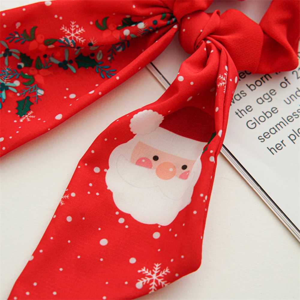Christmas Hair Ties Scrunchies Santa Claus Coarse Checkered Bow Hair Rope For Girls Elastic Ponytail Holder Hair AccessoriesX241021