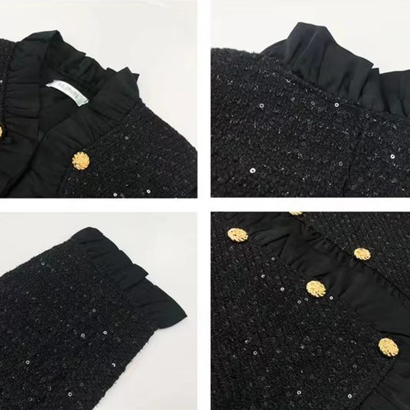 Biyaby Cropped Womens Jacket Elegant Temperature Ruffle White Open Collar Womens Korean Fashion Long Sleeve Coarse Floral Jacket Womens 241023