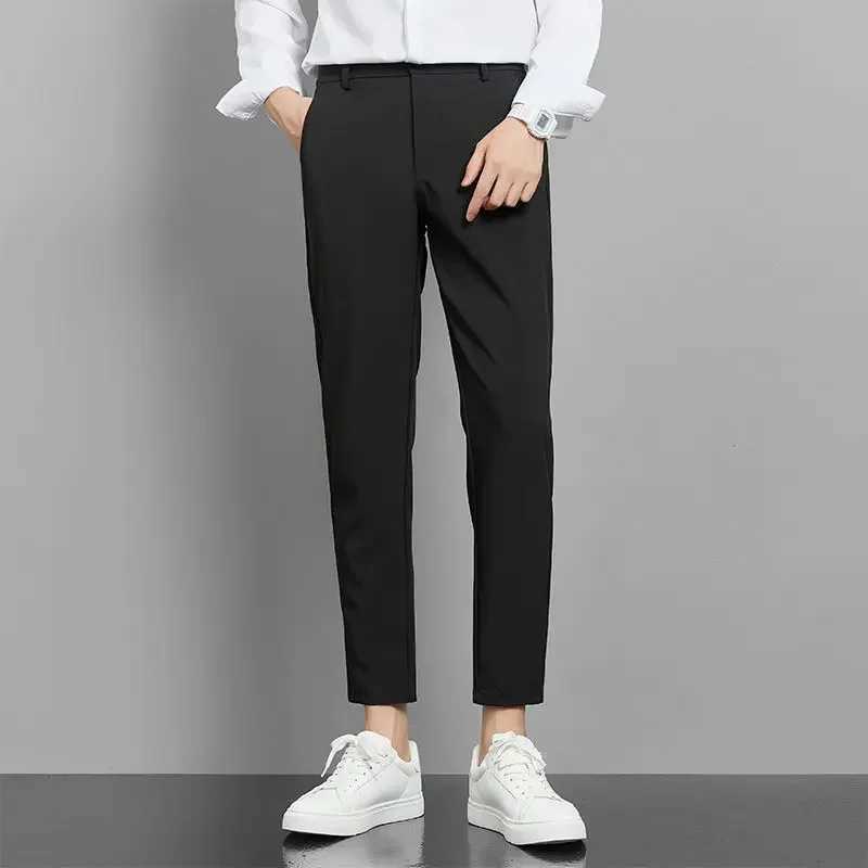 Draped Fluid Man Suits Pants Gray Trousers for Men Plus Big Size Cheap Fabric Thin Casual New in Anti-wrinkle Dress Slacks UpX241023