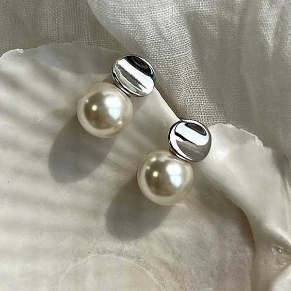 PONYKISS 925 Silver Needle Bead Pearl Round Stud Earrings for Women Classic Fashion Jewelry Minimalist Geometric AccessoriesX241023