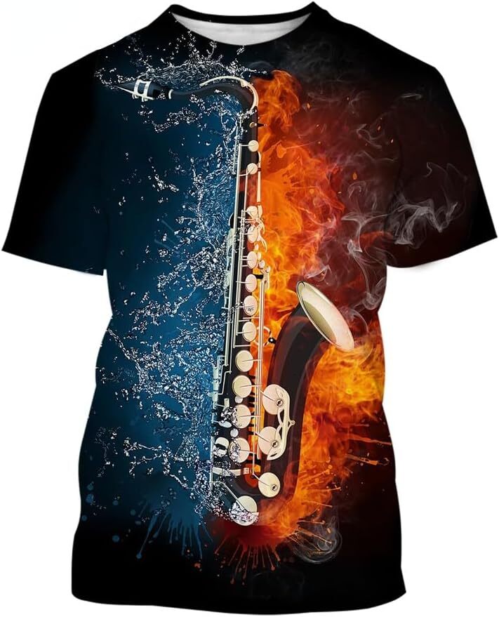 Mens T shirt Men Women 3D Saxophone T Shirt Hip Hop Music 3D Printed Short Sleeve Summer Tops tee Casual tops summer clothes breathable nice