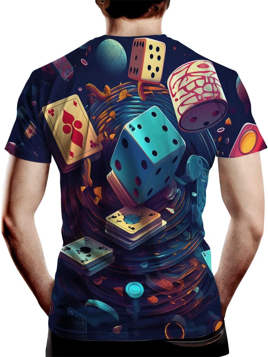 Mens T shirt Men's Fantasy Dices Poker Cards Print T Shirt 3D Print Cool Casual Tee Top tee Casual tops summer clothes Breathable and stylish