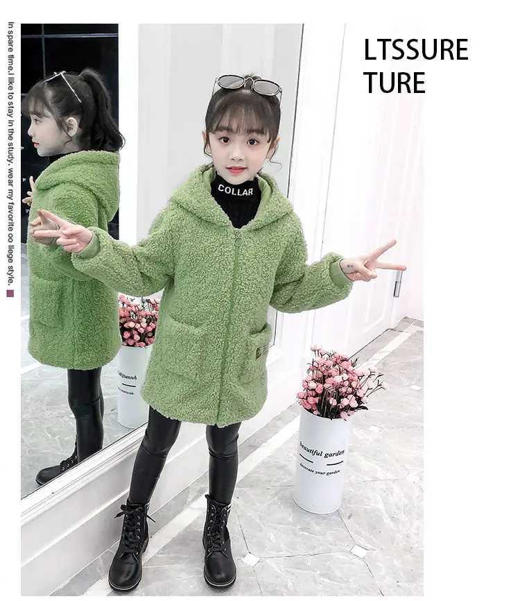 Girls Spring Autumn and Winter Jackets Thin Long 2021 Korean Edition Cashmere Down Jackets for Children W241023