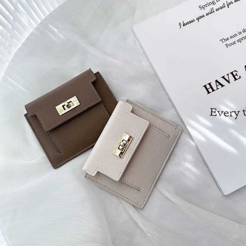 PU Leather Womens Wallet with Zipper Solid Color Coin Purse Short Style Two-Fold Card Bag for Women XJ250624