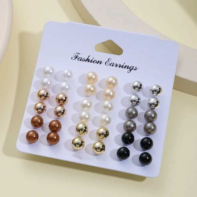 18 pairs of simple imitation pearl earrings casual and elegant style lightweight womens daily wear earrings W241023