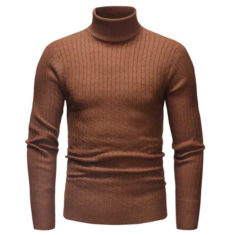 Autumn Winter Mens Turtleneck Sweater Mens Knitting Pullovers Rollneck Knitted Sweater Warm Men Jumper Slim Fit Casual Sweater LX241024