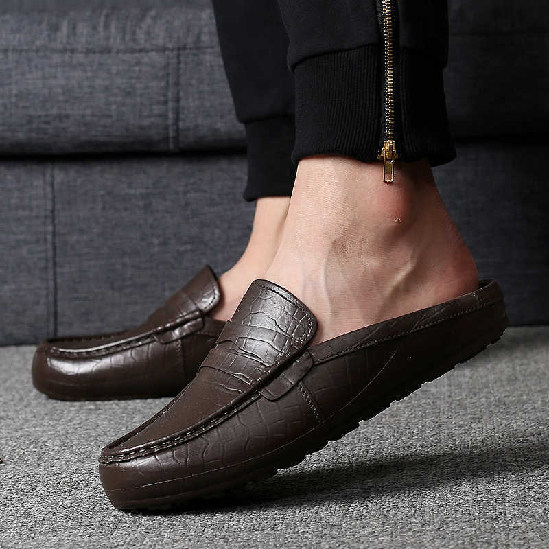 Men Dress Shoes Summer Mens Slippers Anti Slip Wear Resistant White Outerwear Trendy Half Tow Casual Shoes Adult Cool 241009