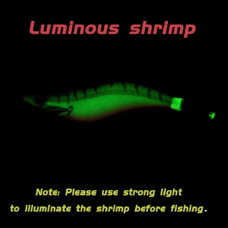 10PCS with Shrimp Bag 3D Printing 25 30 35 Hook Luminous Squid Jig Fishing Wood Lure Cuttlefish Jigs Lures 241024