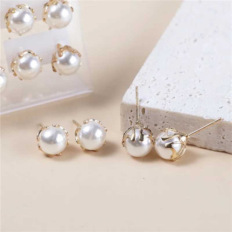 12 pairs/set of white simulated pearl earrings suitable for womens earrings round earrings jewelry gifts 7mm 9mm 11mm W241023