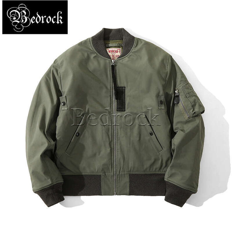 MBBCAR Vintage American Bomber For Men Army Green Ma-1 Flight Jacket Winter Windproof Thickened Warm Cotton Coat