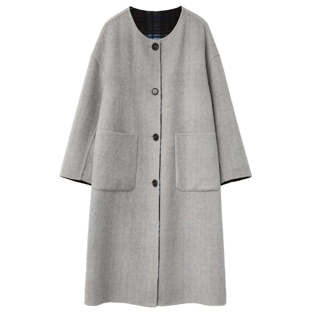 CHIC VEN Women Woolen Long Coat Loose New Double-Sided Overcoat With Scarf Ladies Plaid Topcoat Autumn Winter 2024 Clothing