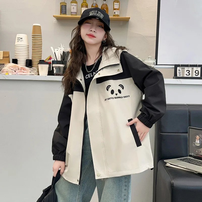 Cute and stylish childrens panda jacket suitable for girls clothing autumn jacket suitable for baby girls jackets panda hooded sweatshirt with 241024