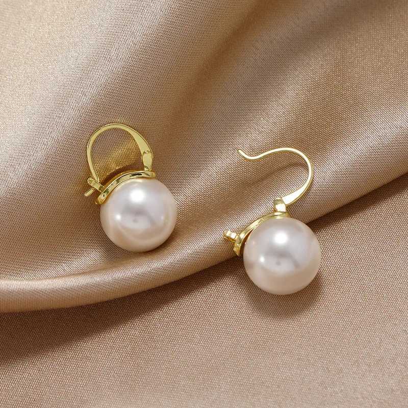Korean Cute Pearl Ring Earrings Womens Luxury Gold U-shaped Design Wedding Earrings Declaration Fashion Jewelry W241023