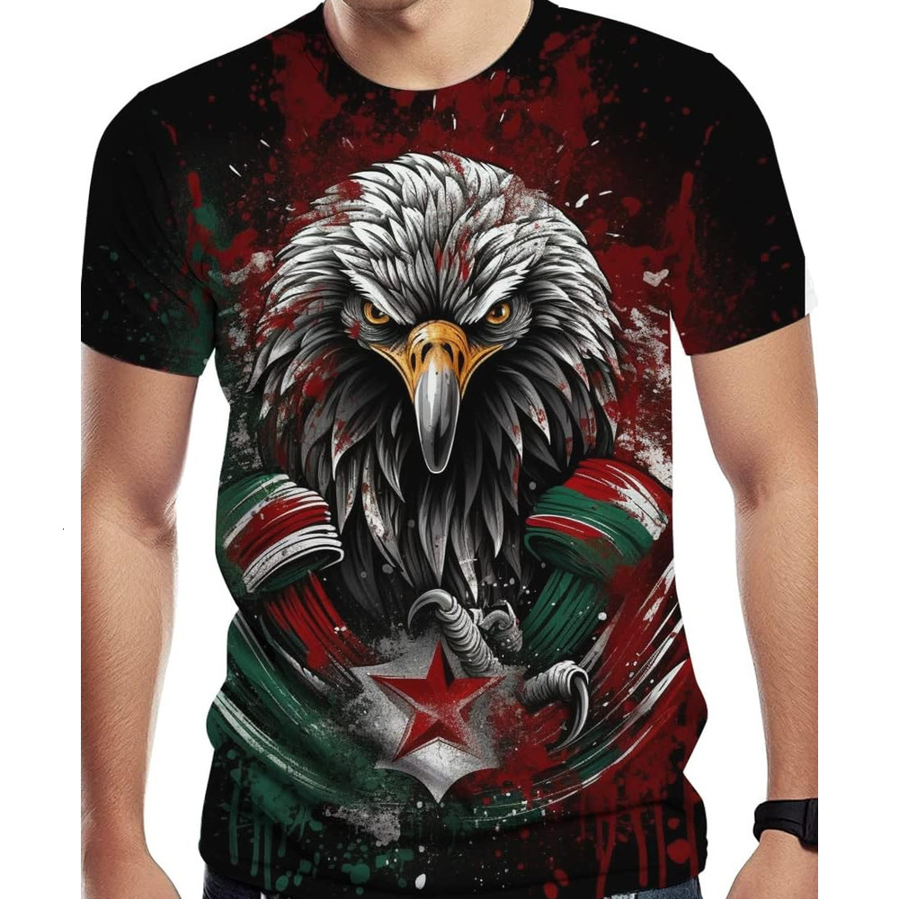 Mens T shirt Men's Cool T Shirt with Mexican Flag and Eagle, Street Novelty Tee, Best Birthday Gifts tee Casual tops summer clothes Breathable tr