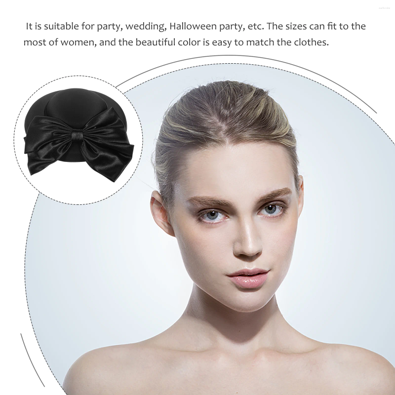 Berets Retro Top Hat Party Dress Bowler For Wedding Guest Black Round Modeling Women Bucket Fascinator Banquet Hair Accessories