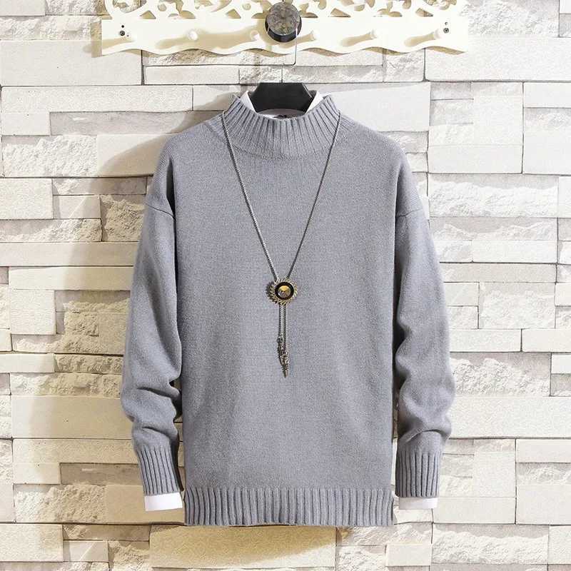 New Mens Sweatwear Half Turtleneck Sweater Autumn Mock Neck Knitwear Sweatshirts Solid Color Pullovers Winter Oversize Tops LX241024