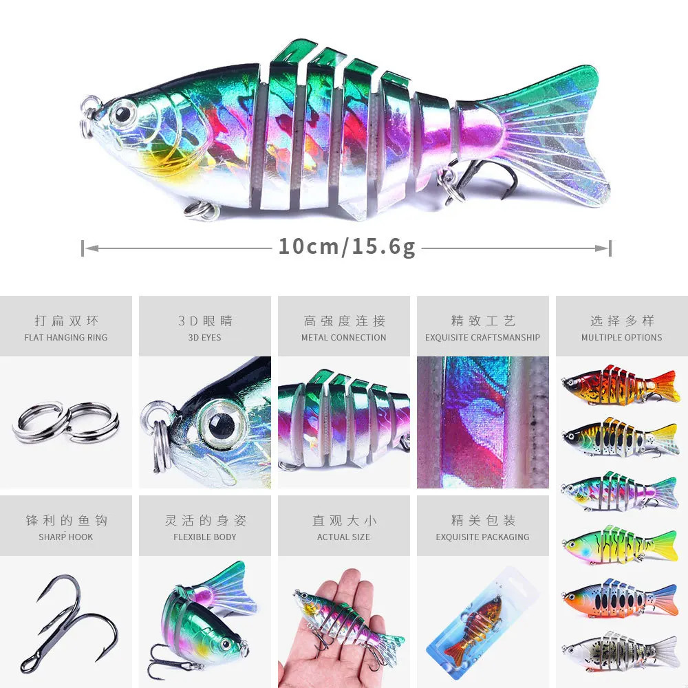 10cm 156g Sinking Wobblers 7 Segments Pesca Fishing Lures Multi Jointed Swimbait Hard Bait Tackle Bass Isca Crankbait 241024
