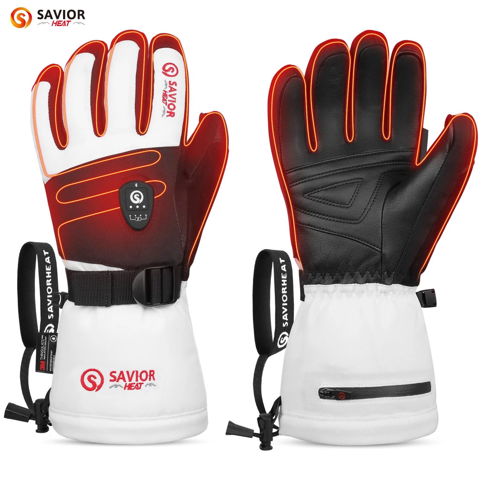 Savior Heat Ski Gloves Winter Bluetooth Heated Glove Warm Waterproof 3000amh For Heating Thermal Men Women 241024