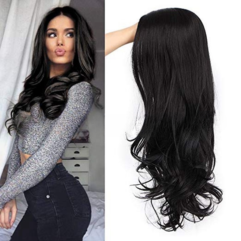 European and American synthetic wigs for women with middle-parted gradient long curly hair and big waves