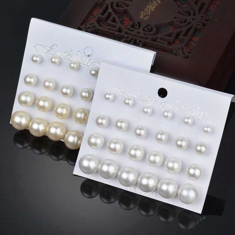 12 pairs of white simulated pearl earrings set suitable for women jewelry on earrings earring set Bijouteria Brincos Bijoux W241023