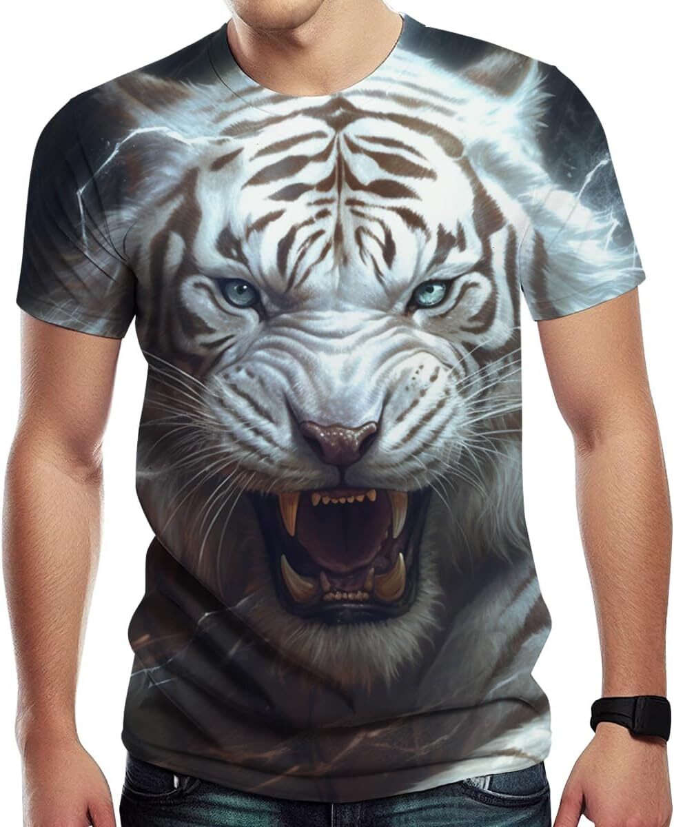 Mens T shirt Men's T Shirt with Tiger Graphic cool Street Novelty Tee, Best Birthday Gifts tee Casual tops summer clothes Fashionable
