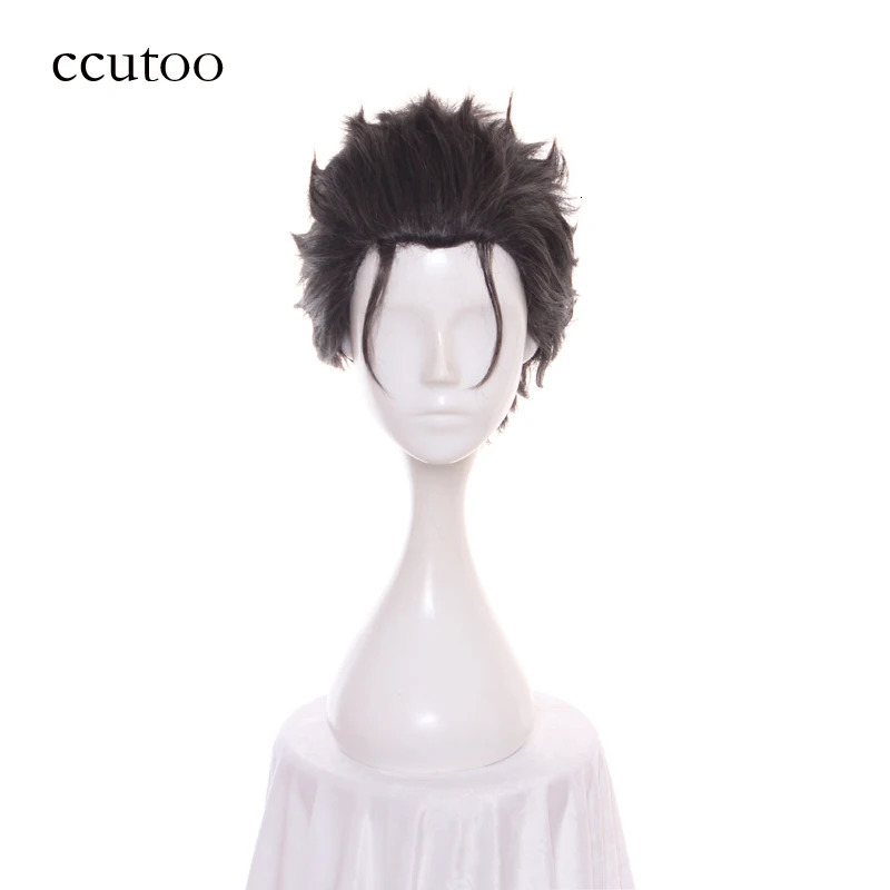 ccutoo 12inch Mens Black Grey Mix Hair Re Zero kara Hajimeru Isekai Seikatsu Subaru Natsuki Short Synthetic Cosplay Wig 241024