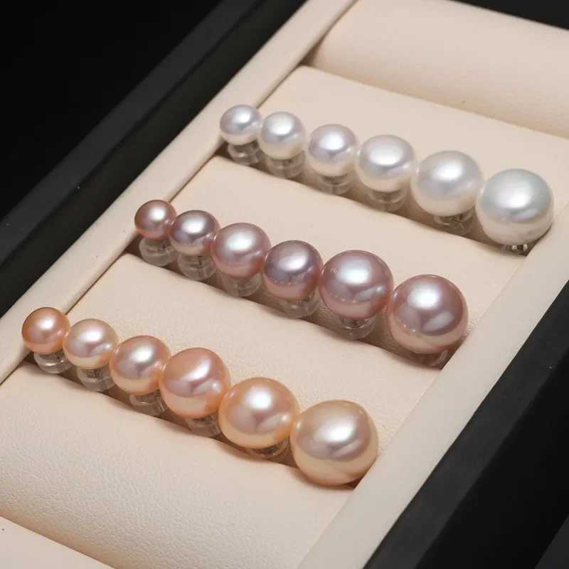 1 pair of 6-12mm natural freshwater pearl earrings AA grade elegant jewelry white purple pearl earrings for women W241023