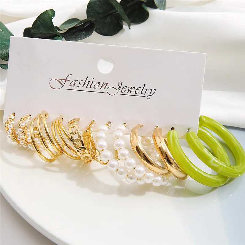 YOBEST Big Gold Color Pearl Drop Earrings for Women Acrylic Ring Earring Set Womens Wedding Jewelry Gifts New Fashion 2024 W241023