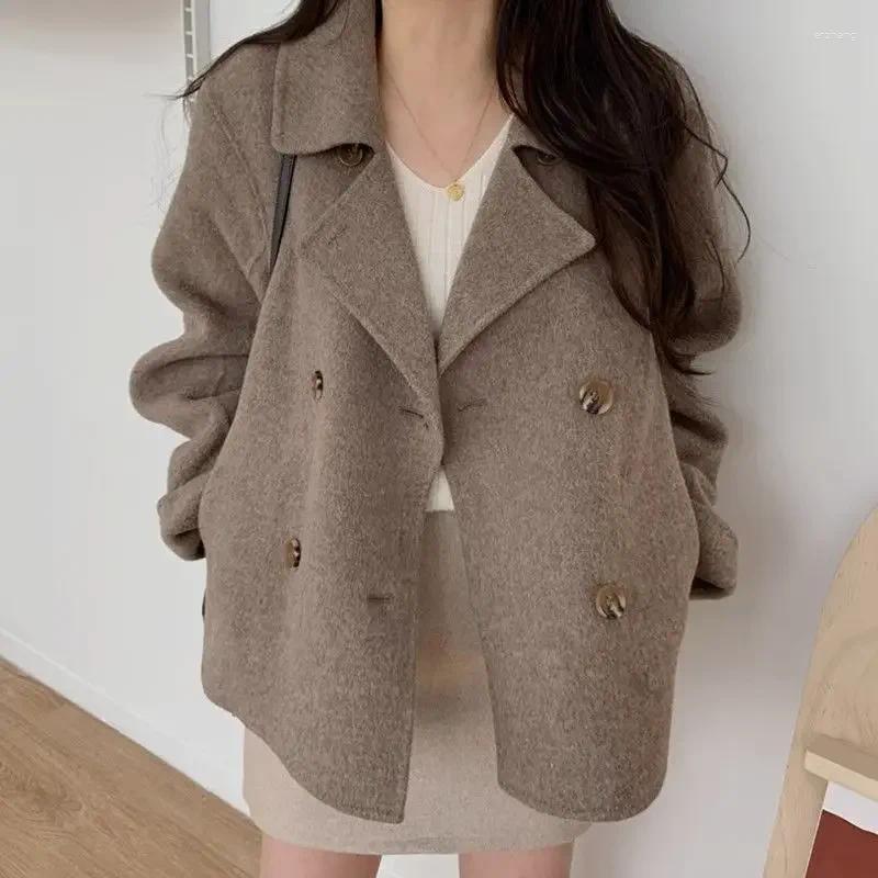 Outerwear Plus Size Warm Autumn Winter Woolen Jacket Short Sleeve Long Casual Leisure Women's Coat Small Friendly Stylish Westylin...