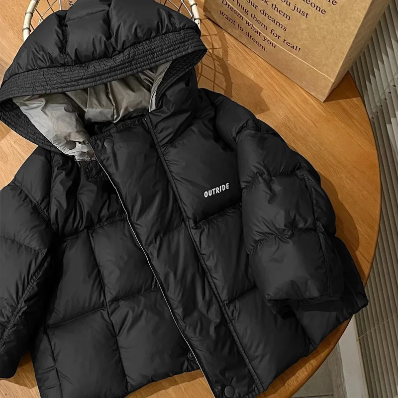 winter cotton jacket boys black hooded jacket childrens jacket youth clothing 3-12Y childrens park apron snow jacket XMP323 241024