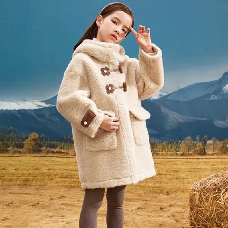 Womens wool coat jacket cotton coat windproof 2023 wool warm thick velvet winter autumn Par childrens clothing W241023