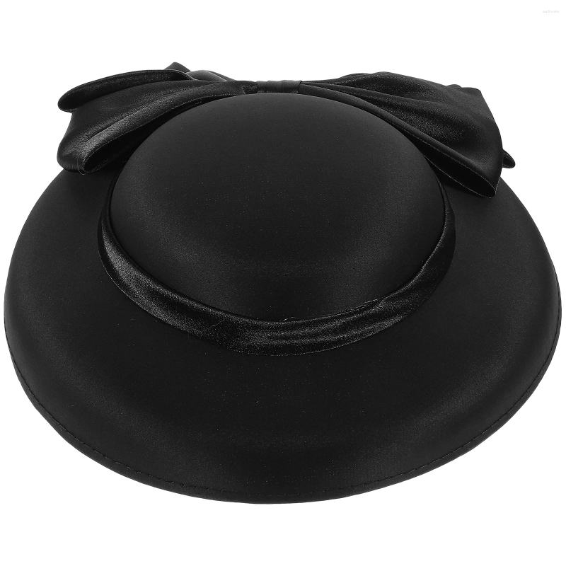 Berets Retro Top Hat Party Dress Bowler For Wedding Guest Black Round Modeling Women Bucket Fascinator Banquet Hair Accessories