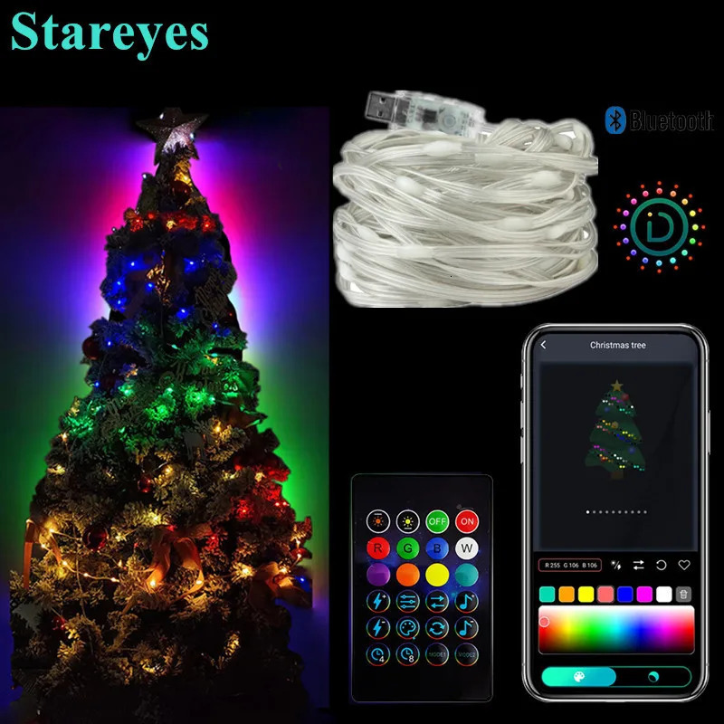 Intelligent RGB USB DC5V 5m 10m 15m 20m IP65 LED string light WS2812B IC magic color Bluetooth application 241023