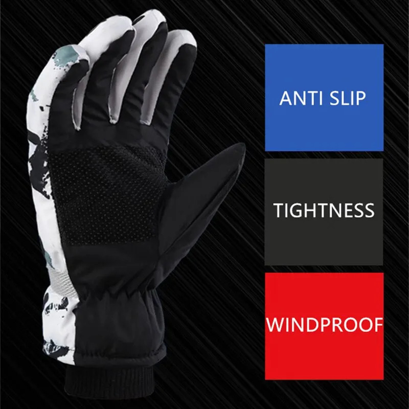 Winter Snowboard Ski Gloves Unisex PU Leather Nonslip Touch Screen Waterproof Motorcycle Cycling Fleece Warm Snow Sports 241024