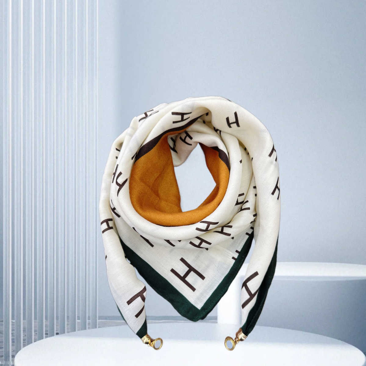 thin and elegant protection neck magnetic printed small triangular square womens go urious Wind buckle scarf designers