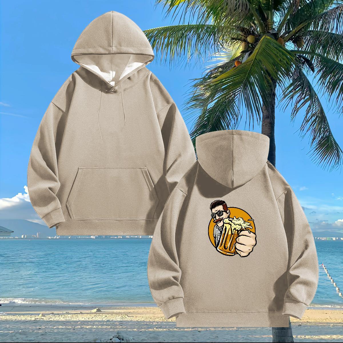 Wholesale Men's Hooded Sweatshirt Customized Print Free Shipping Men Clothes Hoodie Tops Daily Wear Thick Fleece Drawstring Long Sleeve