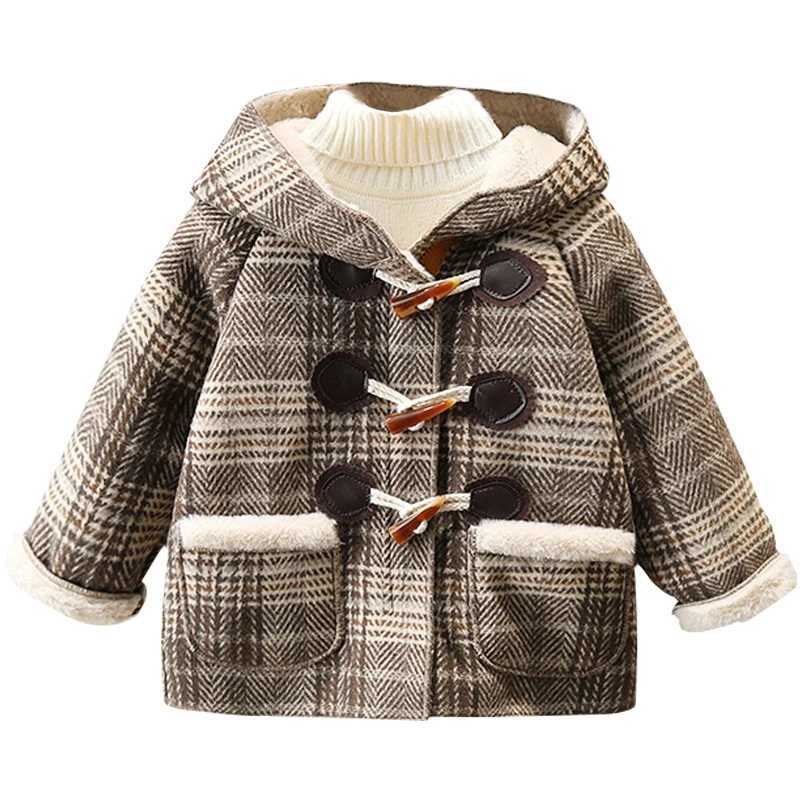 Fashionable boys and girls plain woolen coat thick woolen hooded jacket autumn childrens casual jacket W241023
