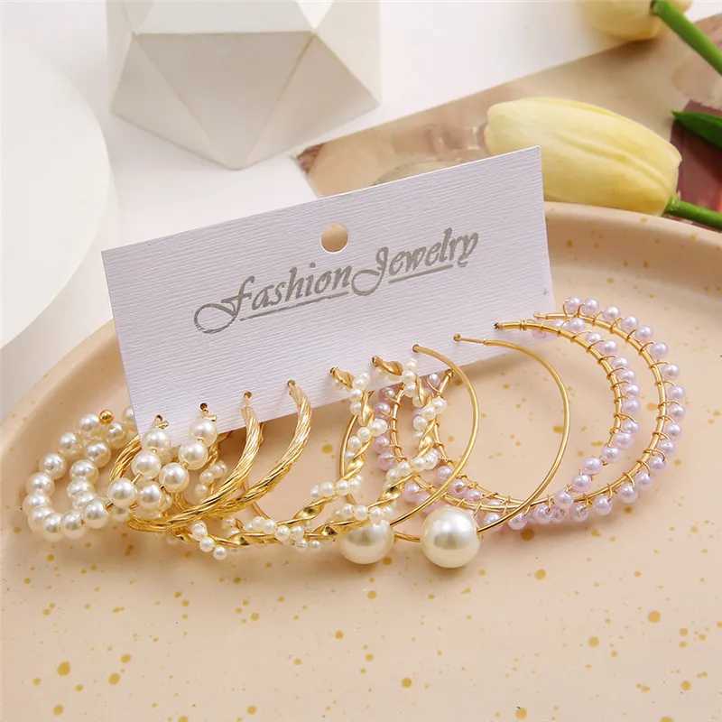 YOBEST Big Gold Color Pearl Drop Earrings for Women Acrylic Ring Earring Set Womens Wedding Jewelry Gifts New Fashion 2024 W241023